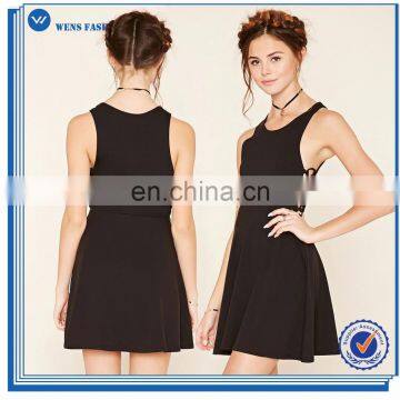 OEM Summer Sexy Dress Cotton Crisscross-Side Skater Dress Ladies Dresses