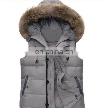 hot sale fashion vest sport waistcoat winter fur collar down mens vest