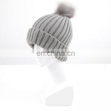 Wholesale Winter Cheap Custom Acrylic Knit Beanie Hat Cap With Pompom photo-3