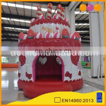 AOQI 2017 new style happy birthday cake air bouncer party inflatable bouncer for advertising