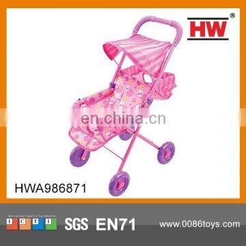 2015 New Product Funny Alloy Toy Doll Stroller With Shade