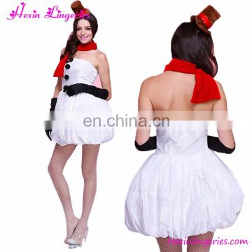 Wholesale freeshipping cheap adult white christmas party costumes with hats