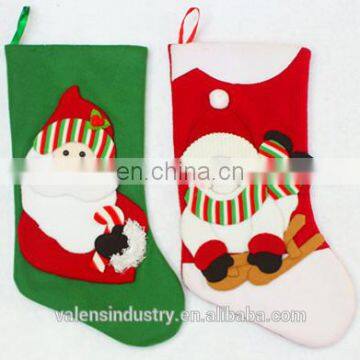 Factory Supply OEM Wholesale Fashion Santa Claus stocking shape christmas gift bag With Snowman and Santa Claus Decor