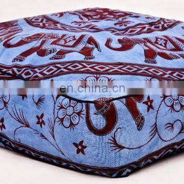 Indian 2017 Cotton Elephant Mandala Bedding Cushion Cover Pets Pillow Case Square Ottoman Poufs Floor Pillow