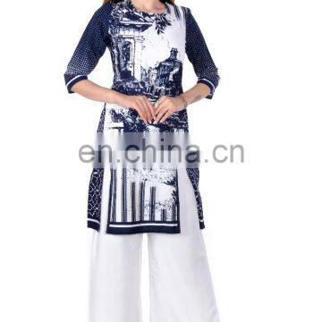 Beautiful Designer Cotton Comfortable Round neck Navy Color Lady Kurti Wholesaler Jaipur India