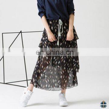 T-SK002 Latest Fashion Long Chiffon Multi Layered Ladies Skirt