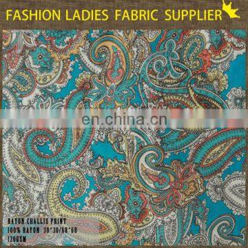 Onway Textile China top sale paisley printed bandage rayon challis velvet fabric