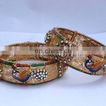 INDIAN POLKI PEACOCK BANGLES BRACELETS KADA