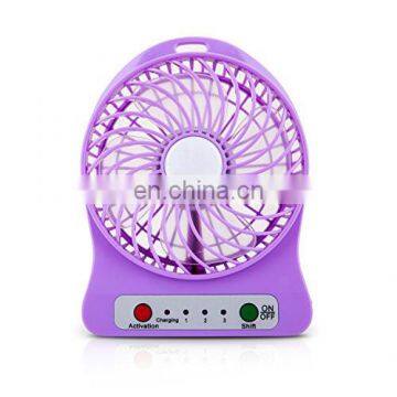 Custom Logo Printing Rechargeable Mini USB Desk Fan with LED Light