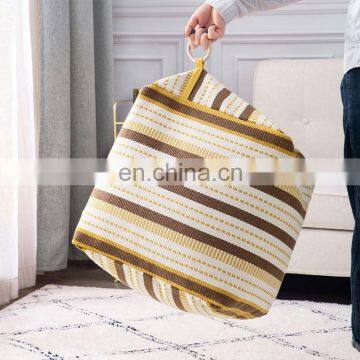 Home Decorative Comfortable Foot Stool Ottoman Cotton Woven Jacquard Square Pouf Ottoman photo-6
