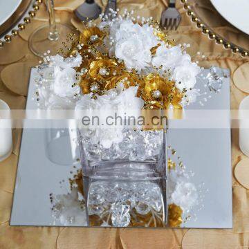 Wedding Decoration Square Glass Mirror Candle Holder Plates photo-3