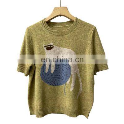 Women Short Sleeves Custom Graphic Cashmere T-shirt