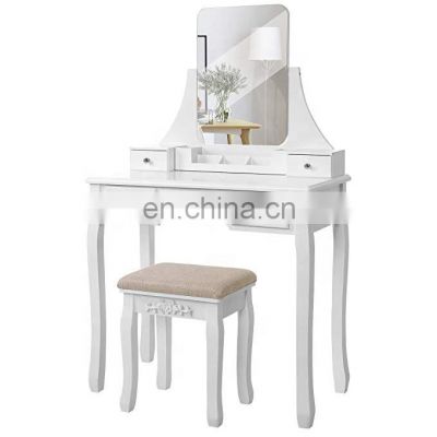 Vanity Table Set Large Frameless Mirror Makeup Dressing Table Set