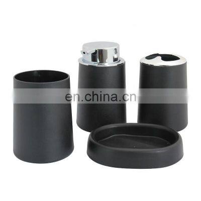 Best Selling Home Black White Bathroom Accessories 4-piece Plastic Bathroom Hardware Set Big Pump Design Soap Dispenser photo-2