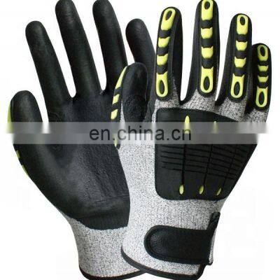 Anti Vibration Cut Proof Impact Resistant Oil-proof Protective With Nitrile Dipped Palm TPR Back Safety Work Gloves