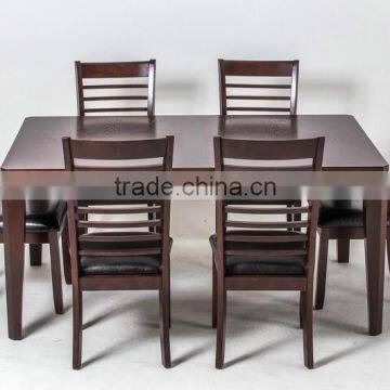 Solid wood dining table and chairs, leather surface dining chairs