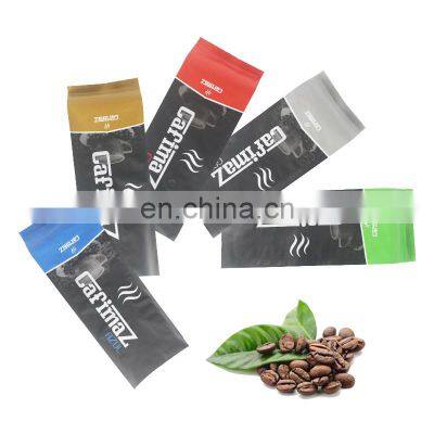 Custom printing aluminum foil plastic food packaging Quad Sealed Bag Side Gusset Quad Seal Coffee bean Bag with air valve