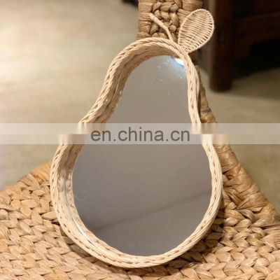 New Arrival Handmade Rattan pear mirror Wall Mirror Dressing Table Decor Kid's Room WHolesale made in Vietnam