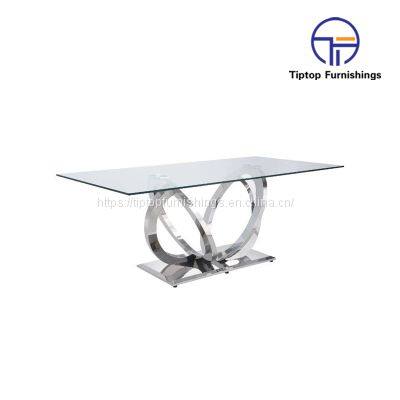 Tiptop Glass Stainless Steel Dining Table