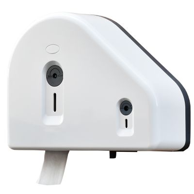 Public bathroom double roll toilet paper holder dispenser