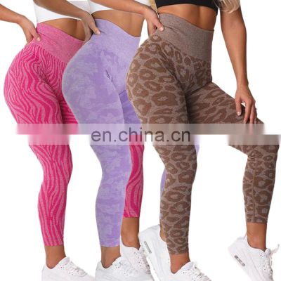 2023 New High Quality Camo Animal Print Seamless Leggings Butt Lift Fitness Wear Jacquard Yoga Tights Women Gym Workout Pants