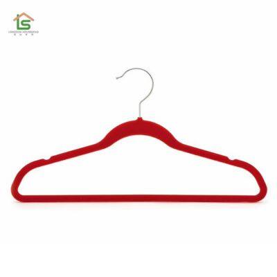 BSCI Certificate Wholesale Black Color Flocking Felt Hangers for Clothes Trousers Velvet Hanger photo-5