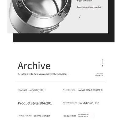 Stainless Steel 304 Sealed Barrel, Wine Barrel, Food Storage Tank, Snap-on Lid, Mirror-polished Oil Drum, Closed Metal Barrel photo-2