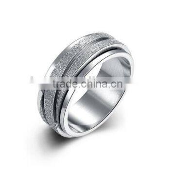 Unisex 316l Stainless Steel Silver Frosted Engagement Ring Band