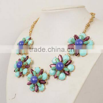 2016 Costume Jewelry Multi Color Statement Necklace Fllower Design photo-2
