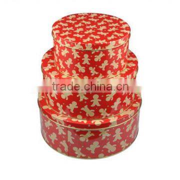 Food-grade round tin box set cake tin cans set wholesale