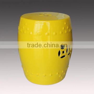 Jingdezhen high quality garden stool ceramic with fashion yellow color