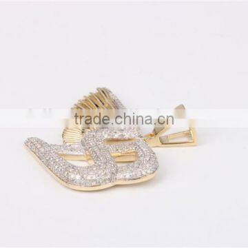 Factory Custom Hip Hop Pendant Necklace B Shap Pendant 925 Silver or k Gold photo-3