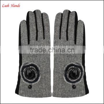 2016 ladies fingered touch-screen spandex velvet gloves for wholesale