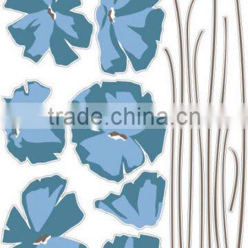 blue flower wall sticker for home decoration