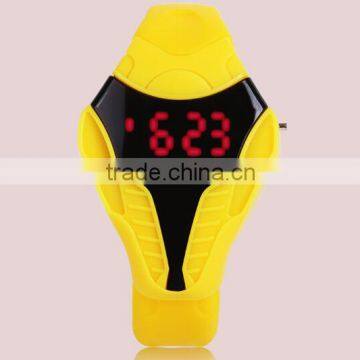 black LED Watch Digital Fashion Cobra Men's Watches black & white Silicone Triangle Dial Sports Wristwatches