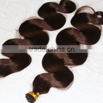 Full cuticle intact keratin remy prebonded hair extensions i tip hair extensions