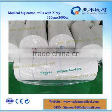 X ray detectable threads of absorbent cotton gauze roll