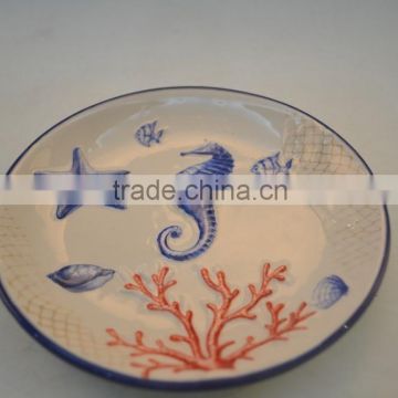 Marine series of embossed 3D porcelain home use plate