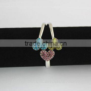 Hot Women Silver Tone 2 Heart Crystal Cuff Bracelet Bangle Fashion Jewelry Gift photo-5