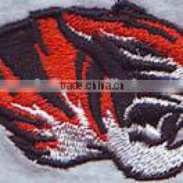 Laser Cut Border 100% embroidery tiger head patches iron on customized garment