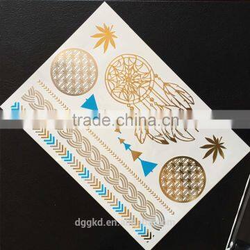 Hot Gold Silver Tattoo Metallic Temporary Tattoo Sticker Fashion Flash Tattoos Jewelry Temporary Tatoo Sticker/body Tattoos
