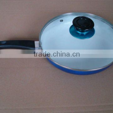 Induction bottom ceramic aluminum frying pan with glass cover / lid