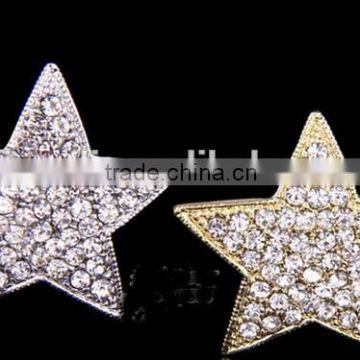 Fashion Crystal Star Brooch Collar clip for Clothes