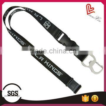 promotion custom printed polyester custom bottle opener lanyards no minimum