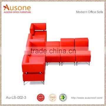 China Office Product Orange Leather Sectional Sofa photo-4