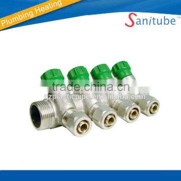 4 way brass manifold / water distributor with fittings and nuts for pex al pex pipe