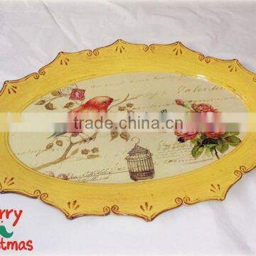 NEW-Oval Plastic Yellow Plate with Paper wholesale