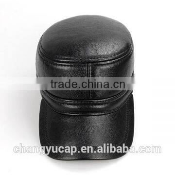 Haute Couture PU Flat Cap/Ear Protection Cap/Cotton-Padded Cap