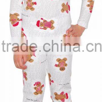 100%Cotton Wholesale Bear Printed Pajama Set For Kids