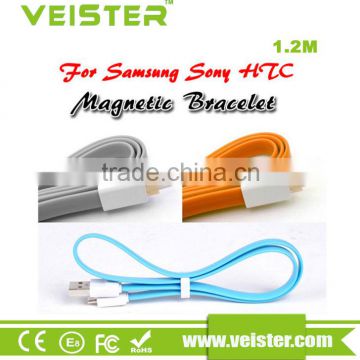 Veister 1.2m New Product USB Charger Data Sync Magnet Flat Candy Cable for iPhone 5/5C/5S